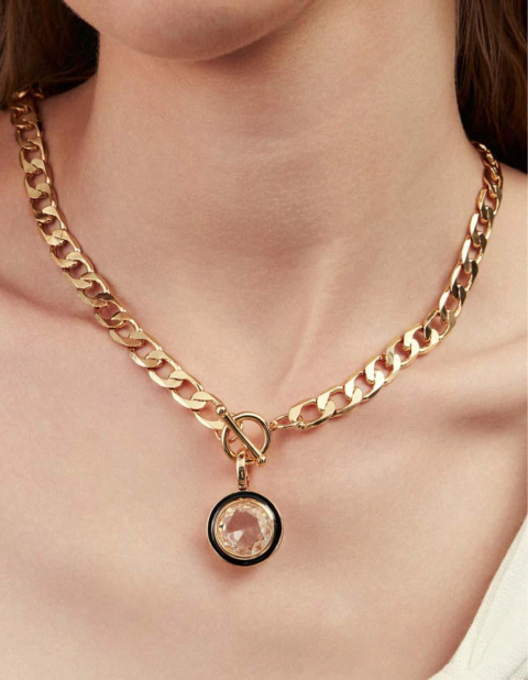 Pingente Cristal com Banho de Ouro 18K