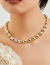 Colar Choker Elos com Charm de Zircônias com Banho de Ouro 18K