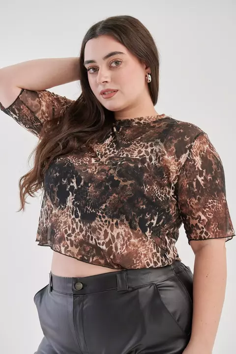 Remera de tull estampado [AN338] - comprar online