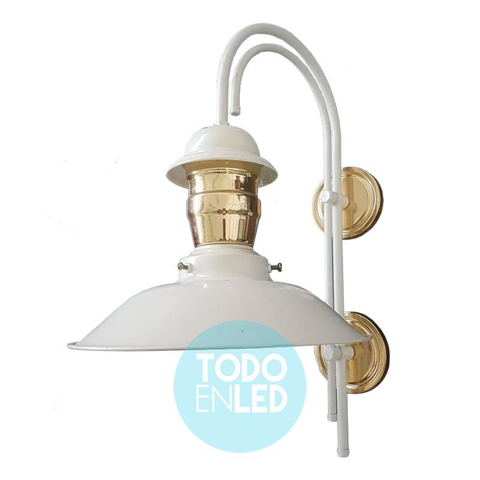Farola Aplique Exterior Blanco Con Dorado