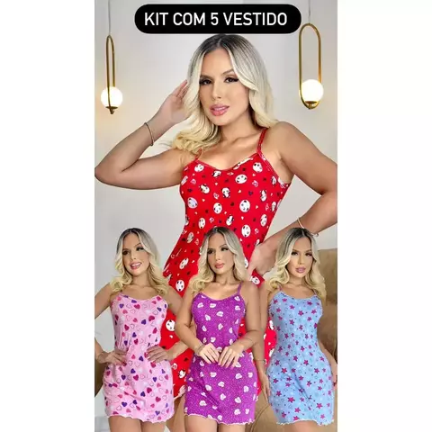 KIT COM 3 VESTIDO TECIDO SUEDE