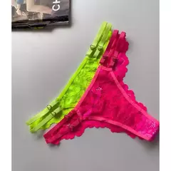 KIT 5 Tanga Renda Coração Lateral Com Regulagem Calcinha Sensual