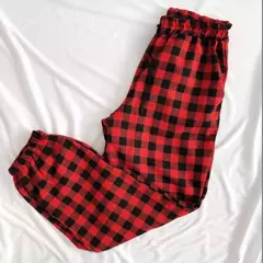 Calça Xadrez Jogger Bengaline vermelha quadriculada festa balada moda gringa na internet