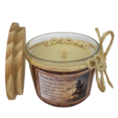 Vela Perfumada Aromática Artesanal Decorada - Religiosa - Oração Santo Anjo - comprar online