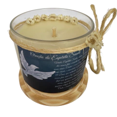 Vela Perfumada Aromática Artesanal Decorada - Religiosa - Oração Espírito Santo