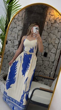 Vestido com estampa azul
