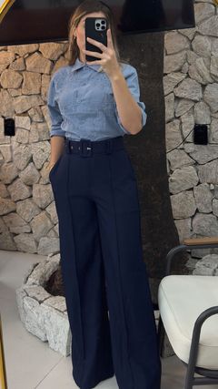 Calça Pantalona azul marinho