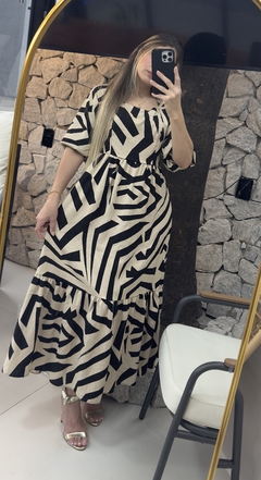 Vestido Preto e Bege
