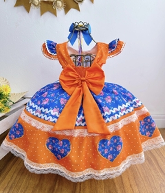 Vestido laranja junino na internet