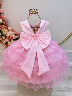 Vestido rosa babado na internet