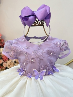 Vestido lilás com off babado - comprar online