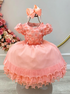 Vestido cor salmão