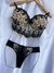 Conjunto tule bordado cós em V Plus Size - Preto - - comprar online