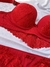 Conjunto com bojo e aro com renda floral -Vermelho - Delux Lingerie