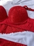 Conjunto com bojo e aro com renda floral -Vermelho