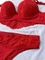 Conjunto com bojo e aro com renda floral -Vermelho - comprar online