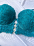Conjunto Mini Corselet com bojo e aro com renda floral - Azul Pretróleo - loja online