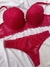 Conjunto Luisa com bojo e aro com renda floral - Pink - Delux Lingerie