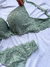 Imagem do Conjunto com bojo e aro com renda floral - Verde serenity