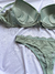 Conjunto com bojo e aro com renda floral - Verde serenity - Delux Lingerie
