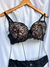 Conjunto com bojo e aro com renda floral - Preto - Delux Lingerie