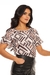 Blusa estampada manga curta com babado
