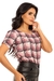Blusa xadrez pe de poule de manga bufante - loja online