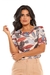 Blusa estamapada decote pregado