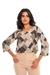 Blusa estampado decote V manga 3/4 com matingale