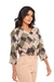 Blusa estampado decote V manga 3/4 com matingale - loja online