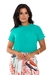 Blusa Lisa de Decote e Mangas com Babado