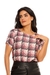 Blusa xadrez pe de poule de manga bufante