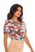 Blusa estamapada decote pregado - loja online