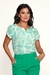 Blusa estampada com decote aberta em V, manga tulipa - comprar online