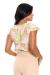 Blusa estampa de folhagem, manga dupla com detaelhe de botões no deconte V - Johana by Laura