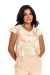 Blusa estampa de folhagem, manga dupla com detaelhe de botões no deconte V - comprar online