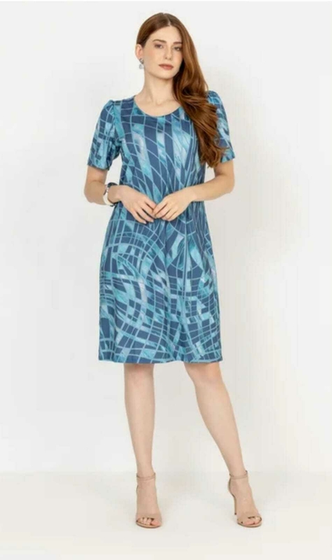 Vestido estampa geométrica manga curta - comprar online