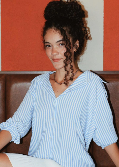 CAMISA DE BOTÃO LISTRADA MARINA