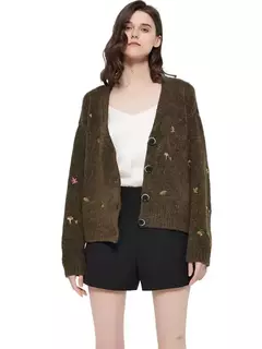 Cardigan Bordado Vintage Elegante na internet