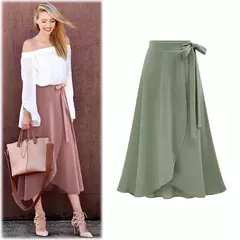 Saia Elegante de Cintura Alta com Lace-Up na internet