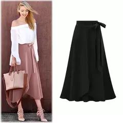 Saia Elegante de Cintura Alta com Lace-Up - comprar online