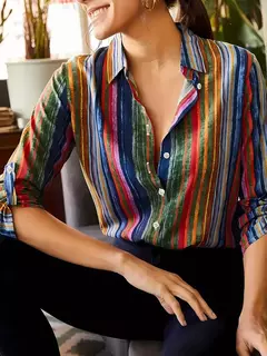 Camisa Estampada Vibrante Manga Comprida na internet