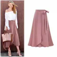 Saia Elegante de Cintura Alta com Lace-Up na internet