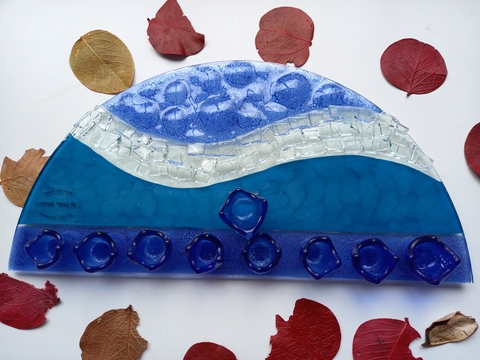 Chanukiá tons azuis e efeito bolha - comprar online