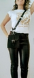 Cartera Manhattan negra lisa herrajes plateados - tienda online