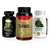 Combo de suplementos Amazon Intense, Slim Turbo e Amazon Slim Plus com embalagens preta, dourada e branca