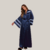 Atenas Robe Longo Manga Longa Cetim Marinho - comprar online