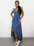 Vestido Feminino Longo de Alça Transpassado Estampado Mirian Ref. 1299