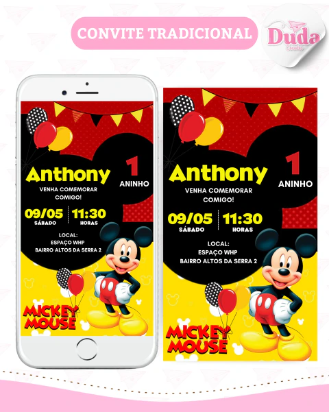 Convite Mickey - comprar online