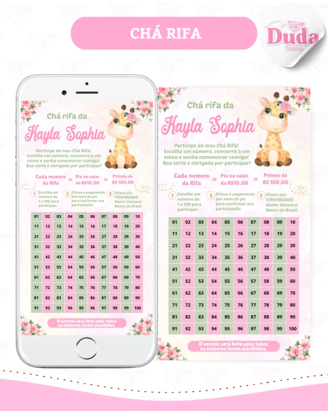 Convite Chá Rifa menina - comprar online